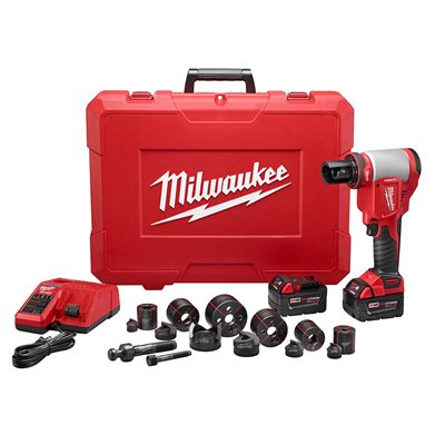 M18 18 Volt Lithium-Ion Cordless Force Logic 10-Ton Knockout Tool 1 / 2 in. to 2 in. Kit