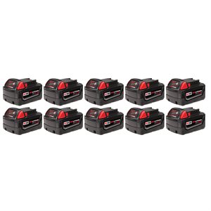 M18 18 Volt Lithium-Ion Cordless REDLITHIUM XC 5.0Ah Extended Capacity Battery Pack - 10 Piece