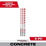 3pc. SHOCKWAVE™ Carbide Hammer Drill Bit Kit